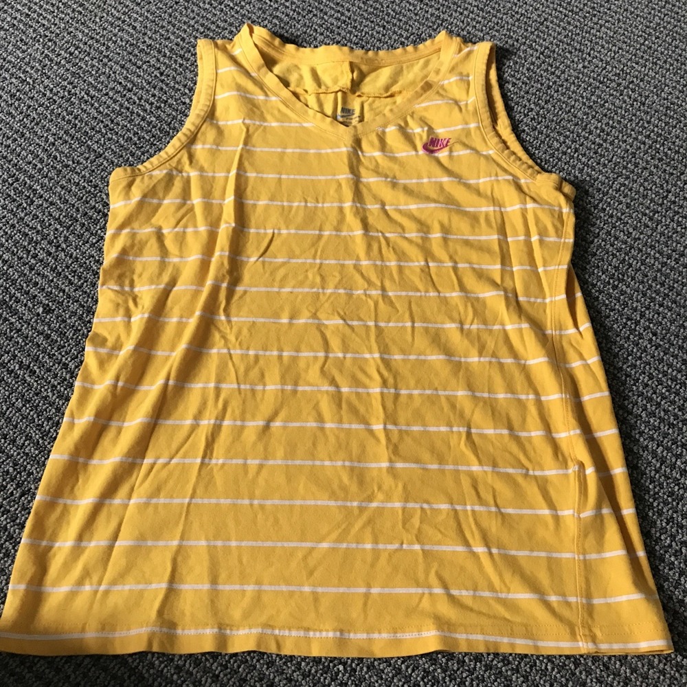 Nike Sportswear 2009‎ Yellow Striped Tank Top V-Neck